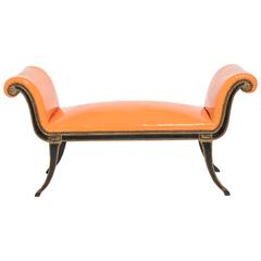 1940s Hollywood Regency Scrolled Arm Bench