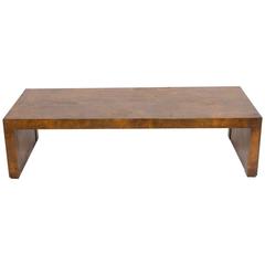 1970s Burled Wood Parsons Coffee Table