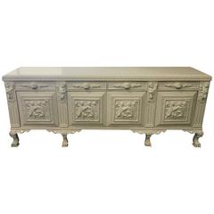 Antique ON SALE! Monumental White Lacquered Modern Newly Refurbished Side Board/Console