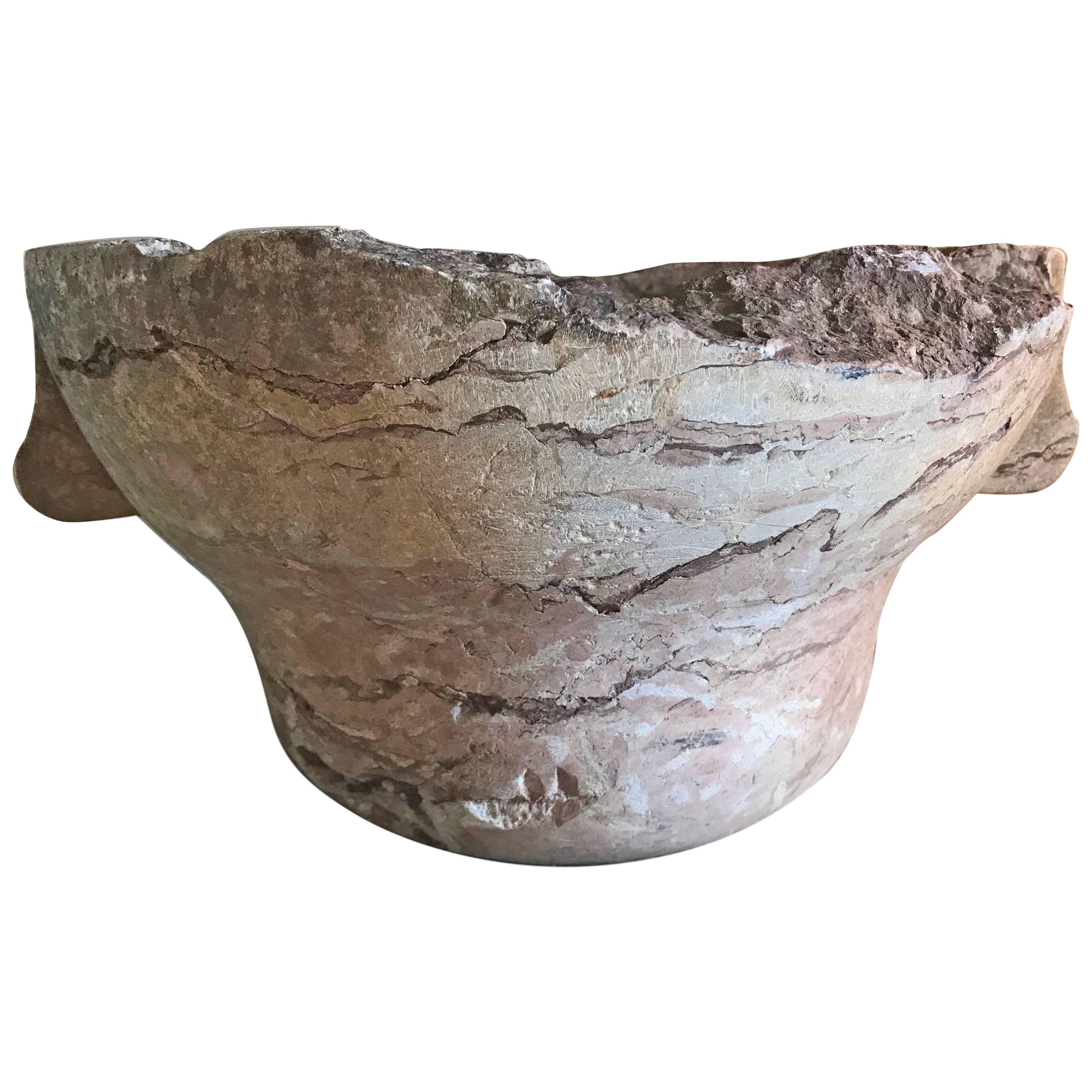 Early 18th Century Weathered Marble Mortar For Sale