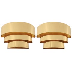 Pair of Cascade Brass-Plated Wall Sconces, 1980s, USA