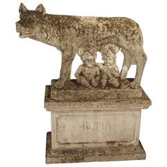 Antique Capitoline Wolf of Rome, Carved Pietra Di Vicenza Stone, circa 1910