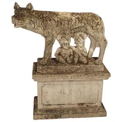 Antique Capitoline Wolf of Rome, Carved Pietra Di Vicenza Stone, circa 1910 10