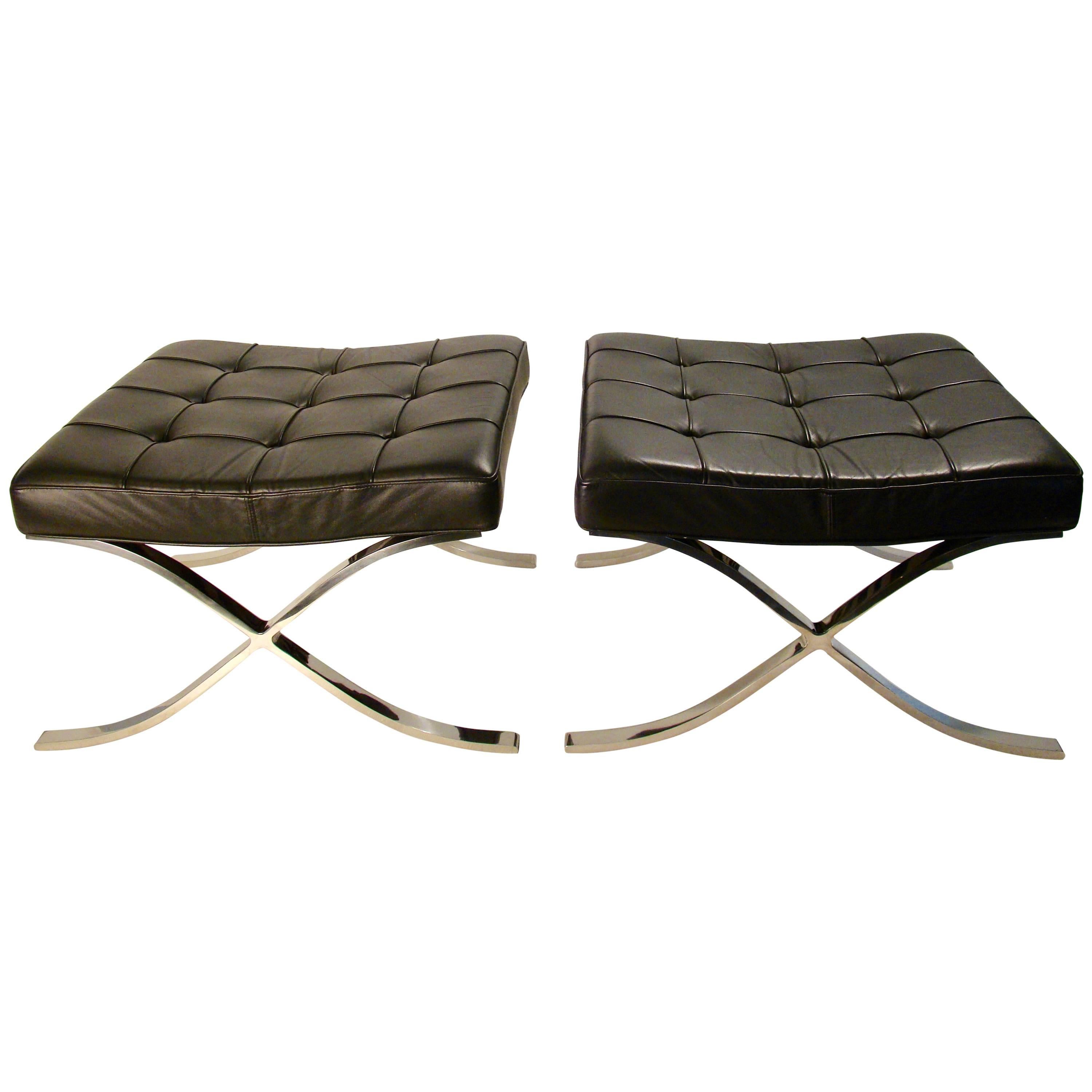 Mies Van Der Rohe for Knoll Pair of Barcelona Ottomans, circa 1970s For Sale