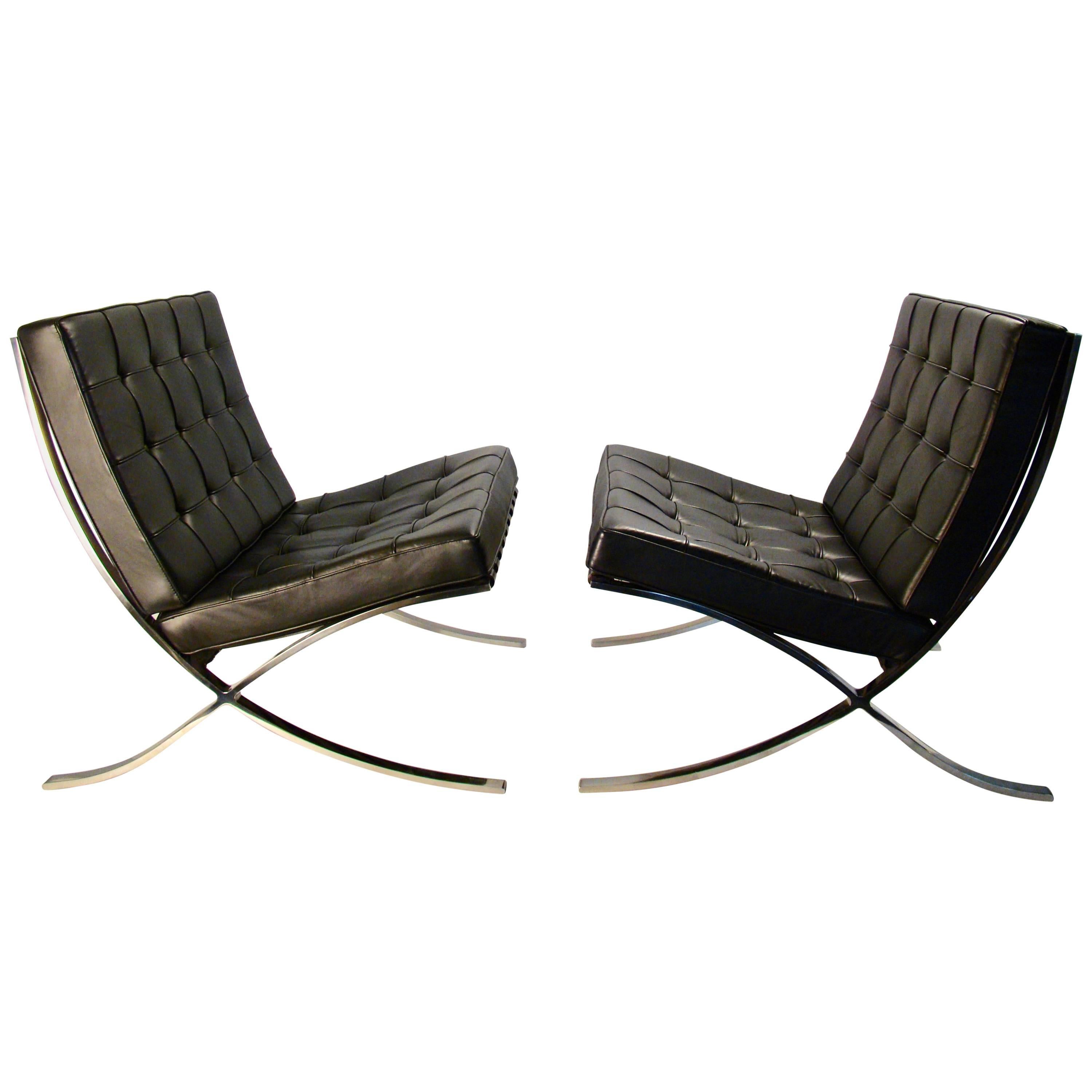 Mies Van Der Rohe for Knoll Pair of Barcelona Chairs, circa 1970s