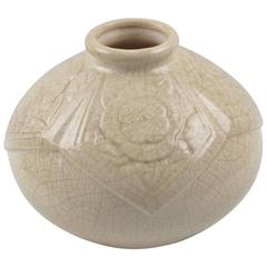 Art Deco Crackle Glaze Ceramic Vase by St. Clement, France, circa 1930s 2