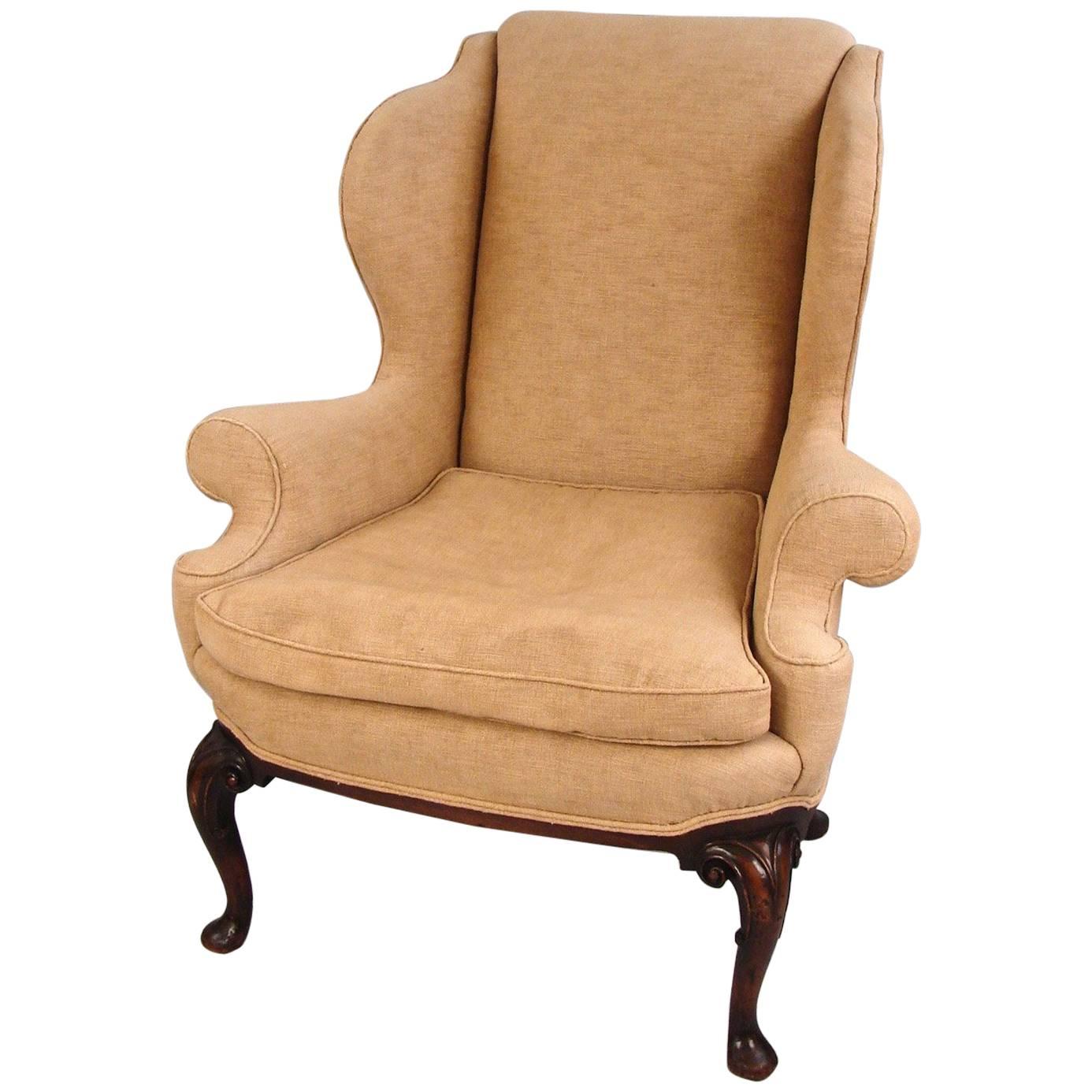 Georgian Style Upholstered Wingback Armchair