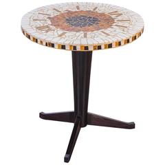 Italian Mosaic Clock Side Table