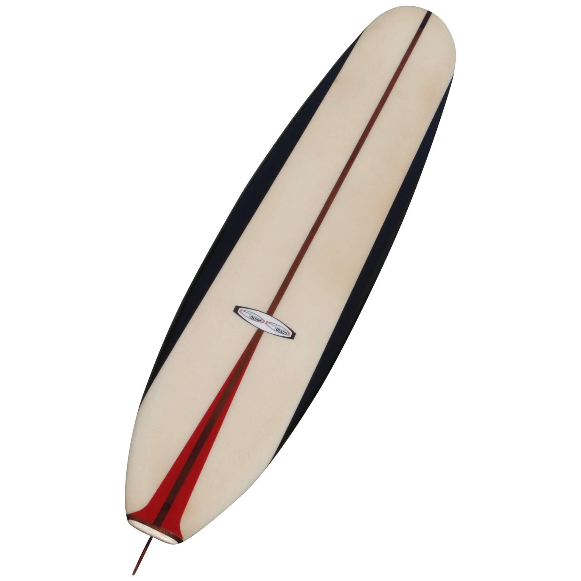 Early 1960s Santa Cruz California Longboard Surfboard by Olson