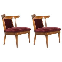 Pair of Mid-Century Horned Walnut Low Chairs 5