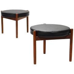 Vintage Danish Teak Stools by Hugo Frandsen