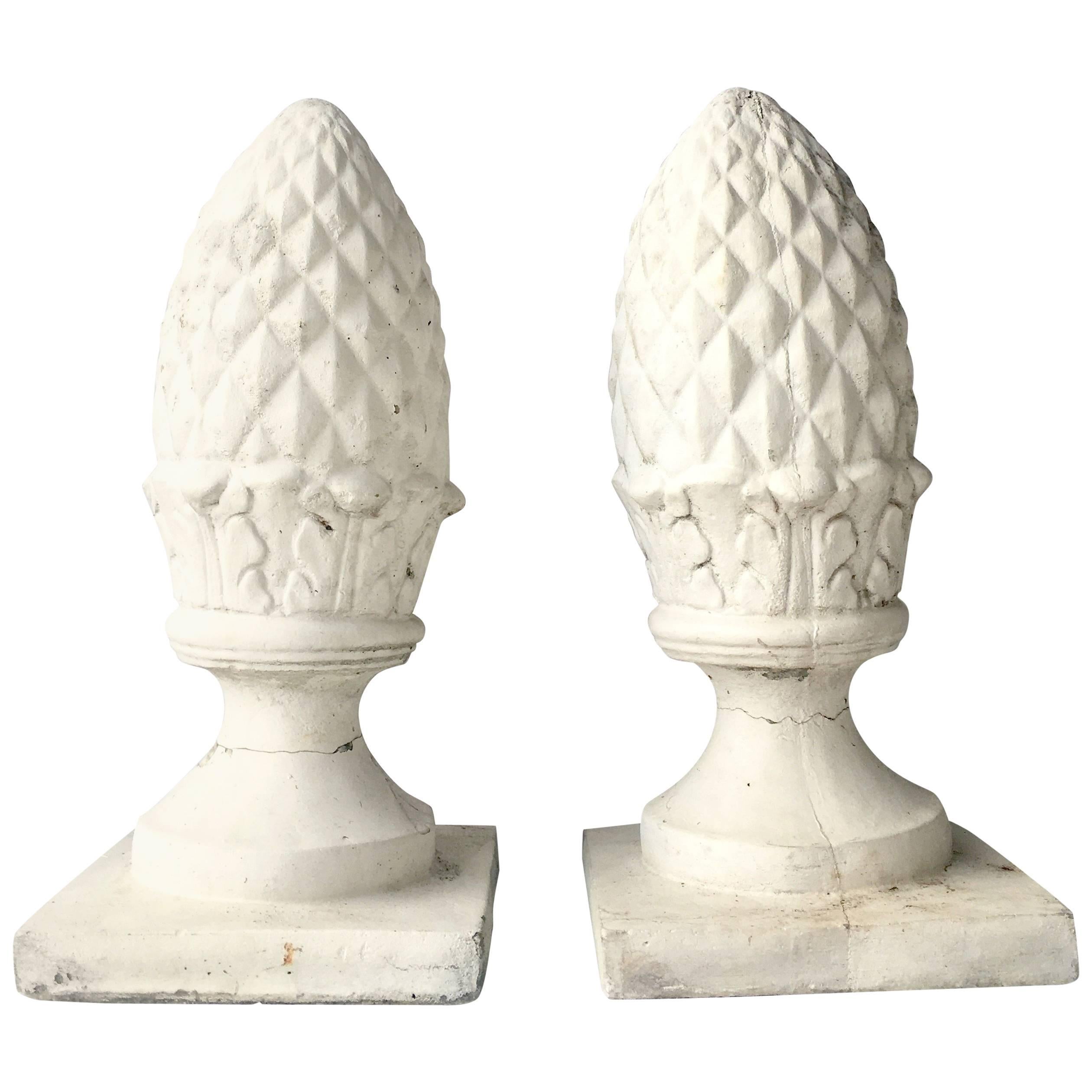 20th Century Pair Of Cast Stone Cone Finial Sculptures For Sale
