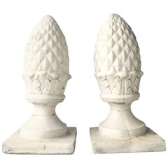 20th Century Pair Of Cast Stone Cone Finial Sculptures
