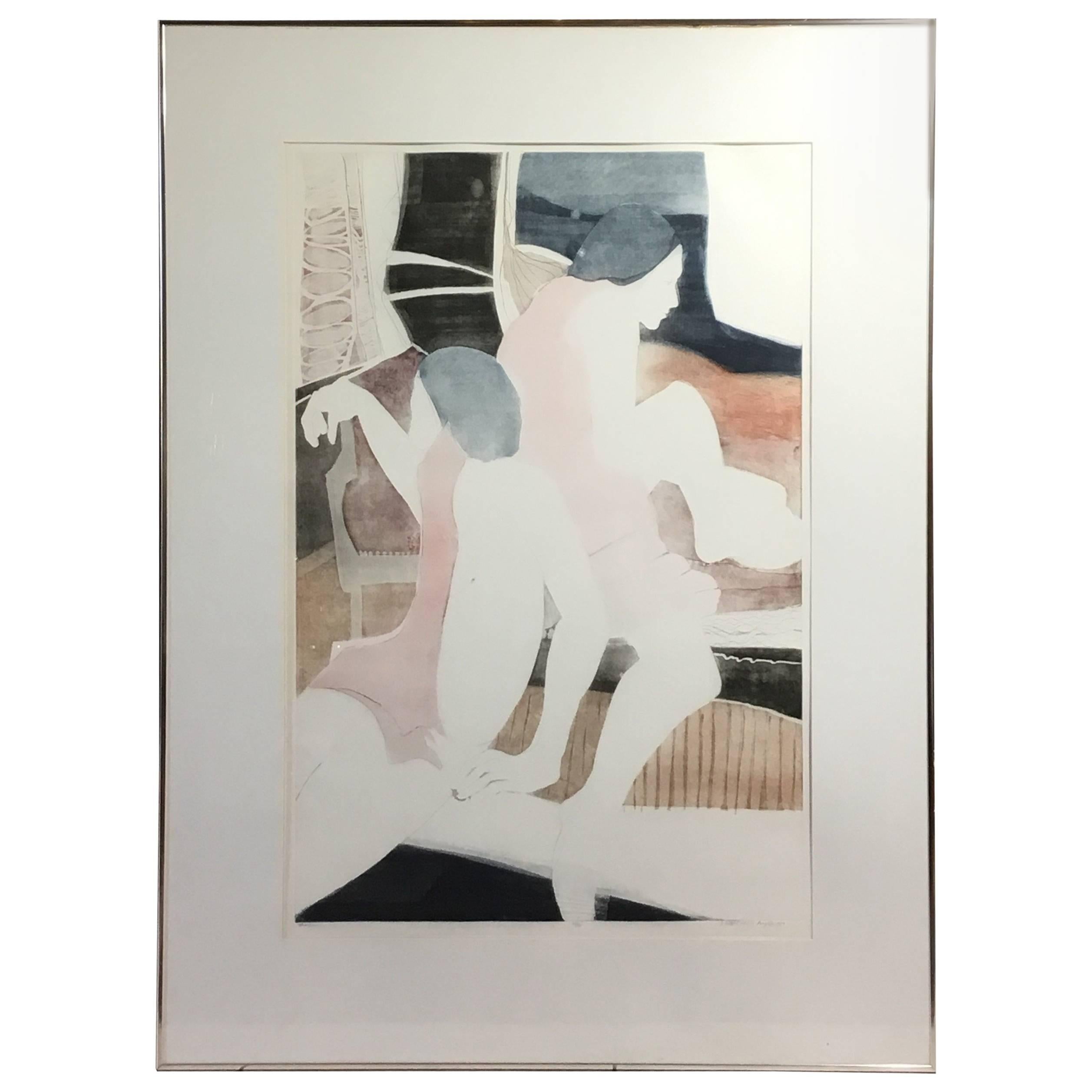 S. Marchtti Aquatint Lithograph Of Women  For Sale