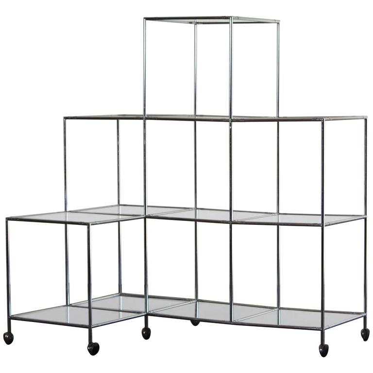 Poul Cadovius Absracta Chrome And Gl Shelving Unit For At Poul Cadovius Absracta Chrome And Gl Shelving Unit