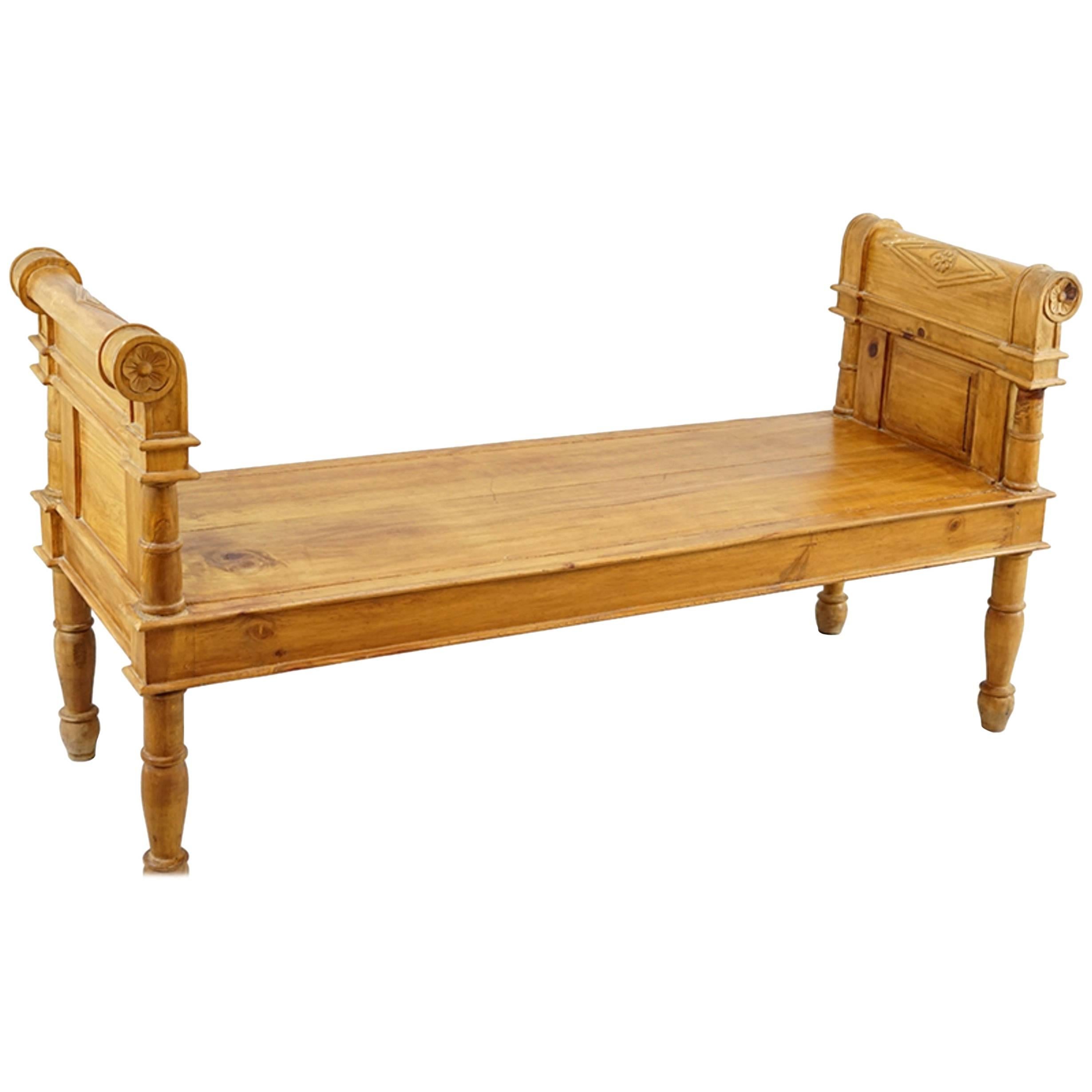 Handsome Directoire Irish Pine Window Bench or Bench for Foot of Bed For Sale