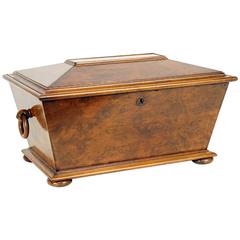 Handsome English Burled Walnut Humidor Box