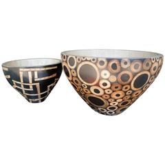 Pair of Handmade Decorative Bamboo Bowls by R & Y Augousti