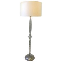 Murano Glass and Silver Floor Lamp by Venini for Marbro Lamps Co.