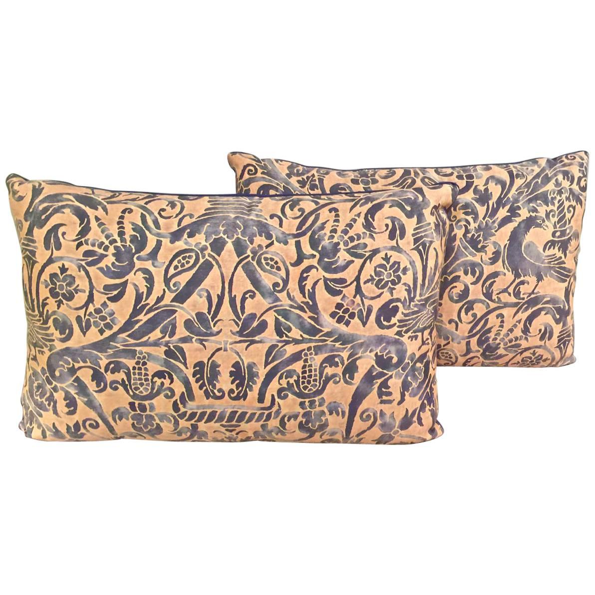 Vintage Fortuny Pillows in Ucelli Patern