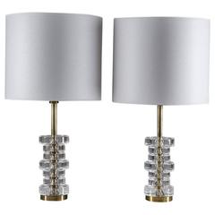 Pair of Mid-Century Swedish Table Lamps by Carl Fagerlund for Orrefors 2