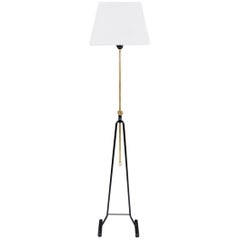 Swedish Mid-Century Floor Lamp in Brass and Metal by ASEA