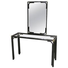 Console with Italian Designer Mirror Bamboo Cane 12