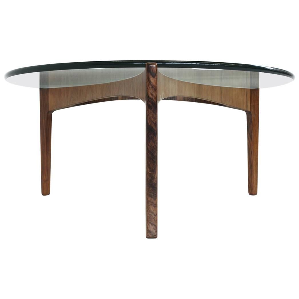 Danish Rosewood and Glass Coffee Table by Sven Ellekær, 1962