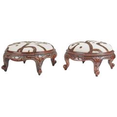 Pair of Victorian Carved Walnut Foot Stools 12