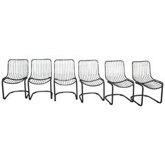 Set of Six Vintage and Chrome Chairs Design Gastone Rinaldi