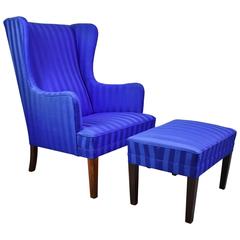 Mid-Century Retro Danish Rosewood Wingback Lounge Armchair / Footstool, 1950s