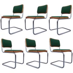 Set of Six Green Marcel Breuer "Cesca" Chairs