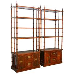 Vintage Pair of Anglo Indian Rosewood Étagère Display Cabinets
