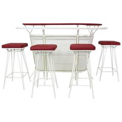 French 1950s Metal Perforated Cocktail Bar in the Style of Mategot 1