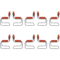 Set of Ten Orange Marcel Breuer "Cesca" Chairs
