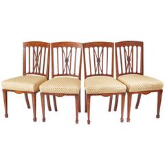 Set of Four Mahogany Inlaid Dining Chairs