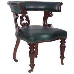 Victorian Mahogany and Leather Office Desk Chair