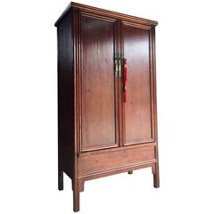 Antique Style Chinese Wardrobe Cupboard Cabinet Stained Pine Tall