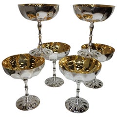 Retro Set of 6 -  24-Karat Gold-Plated Ice Cups and Silver Plated