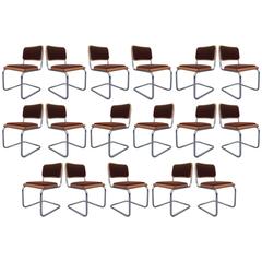 Set of 17 Brown Marcel Breuer "Cesca" Chairs