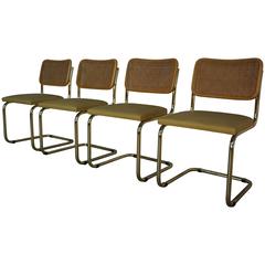 Set of Four "Cesca B32" Gold Chairs Design Marcel Breuer