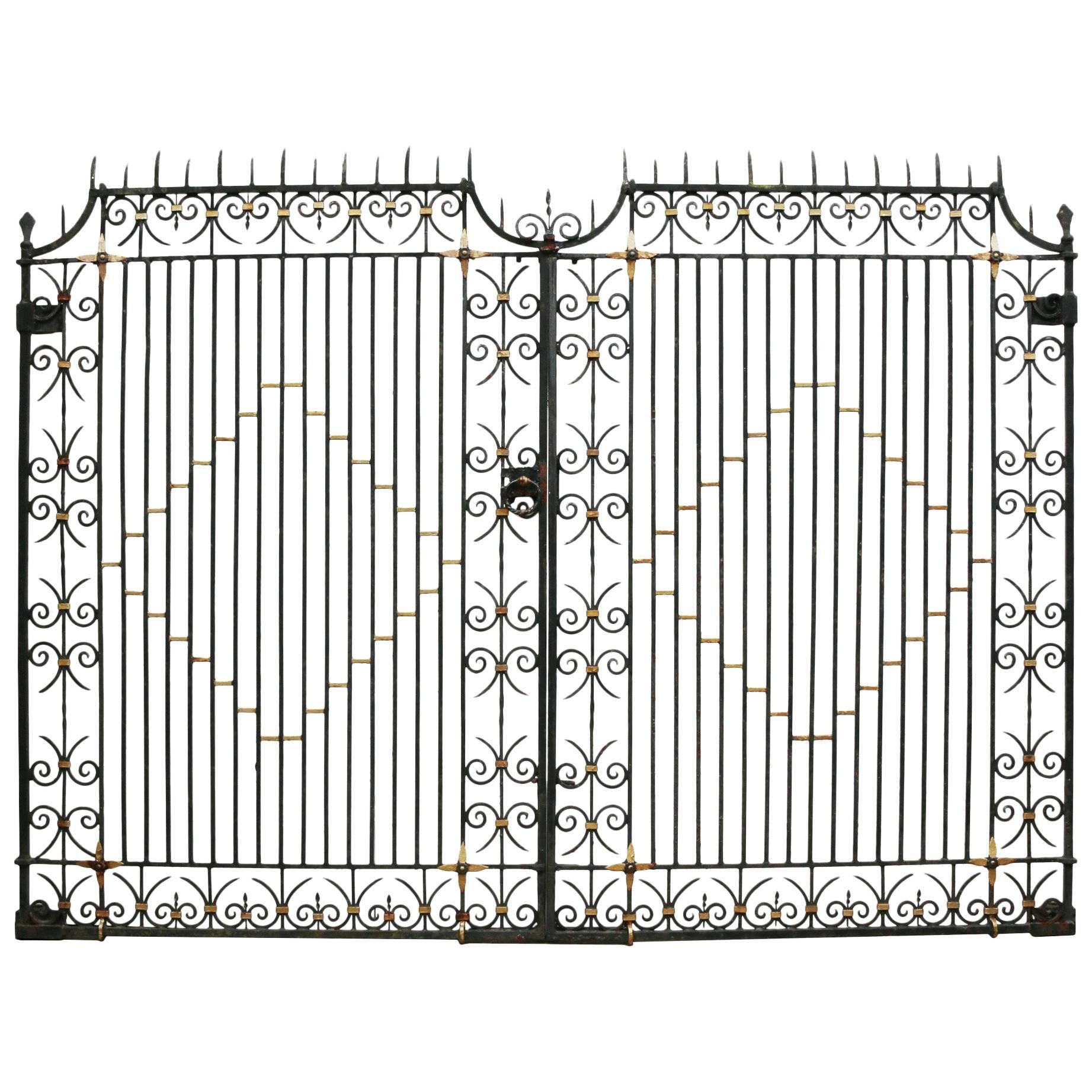 Pair of Reclaimed Wrought Iron Driveway or Entrance Gates