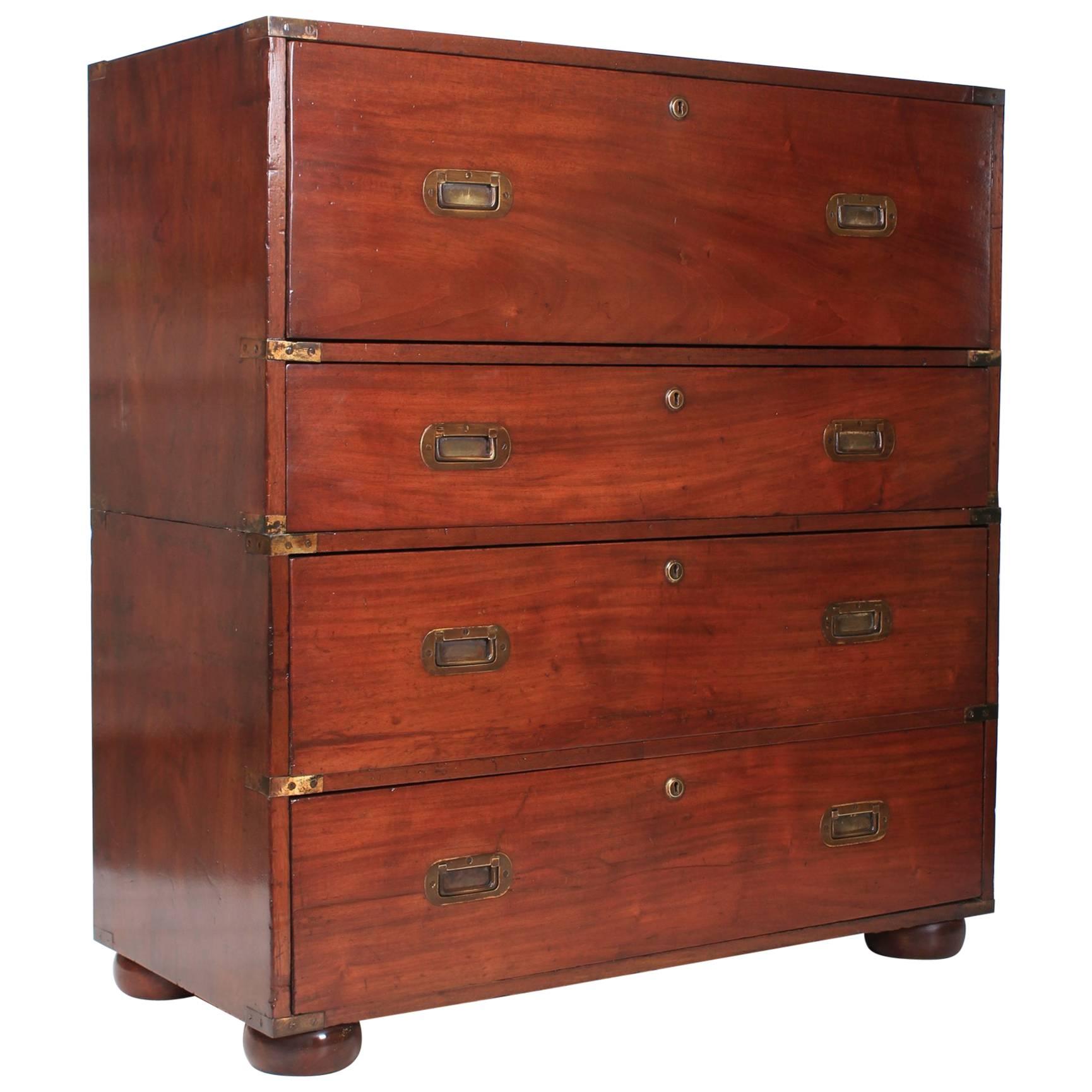 Victorian Mahogany Military Campaign Chest For Sale