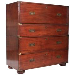 Antique Victorian Mahogany Military Campaign Chest