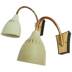 Pair of Mid Century Modern Perforated Enameled Brass Wall Sconces