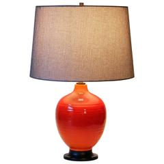 Royal Haeger Hickman Atomic Chrome Orange Red Retro Art Deco Pottery MCM Lamp