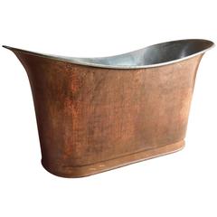 Vintage French Copper Bath Tin Lined Freestanding, Early 20th Century