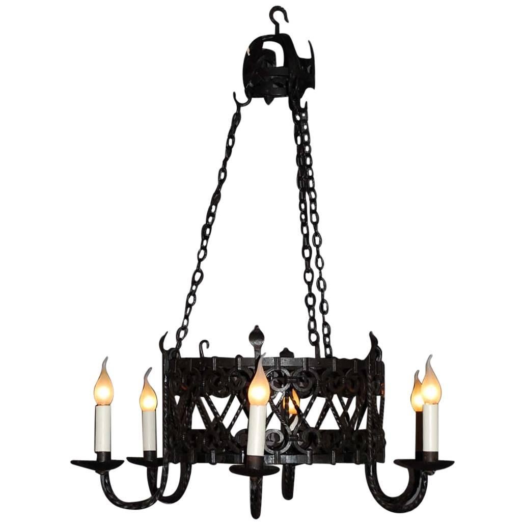 19th Century Wrought Iron Chandelier