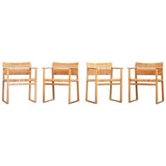 Set of Four Dining Chairs Armchairs Mod. BM 62 Børge Mogensen for Fredericia