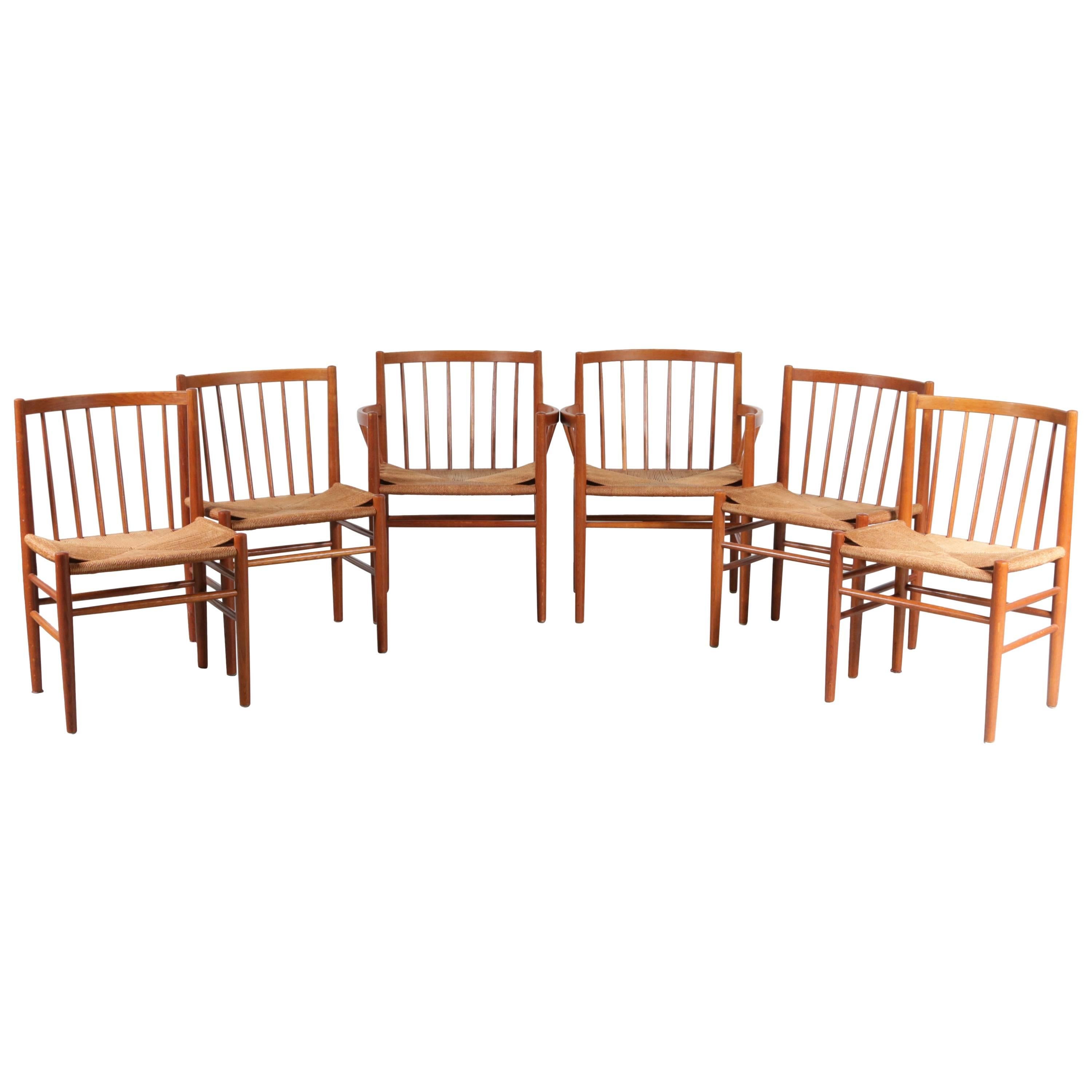 Set of Six Dining Chairs by Jørgen Bækmark for FDM Møbler in Denmark, 1950s